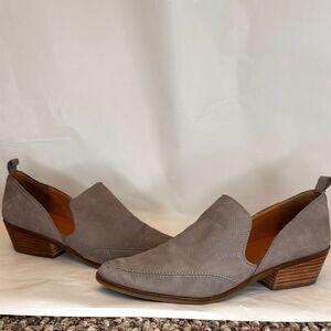 Lucky Brand Mahzan Grey Loafer Slip On Leather Booties Block Heel W 10 Western